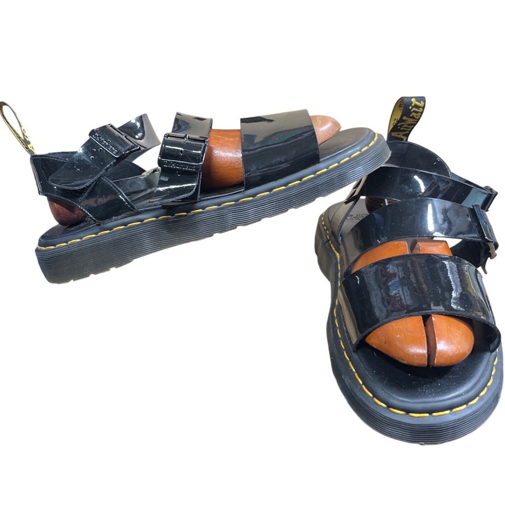 Dr. Martens Gryphon Black Patent Leather Gladiator Sandals Mens 13 AW004